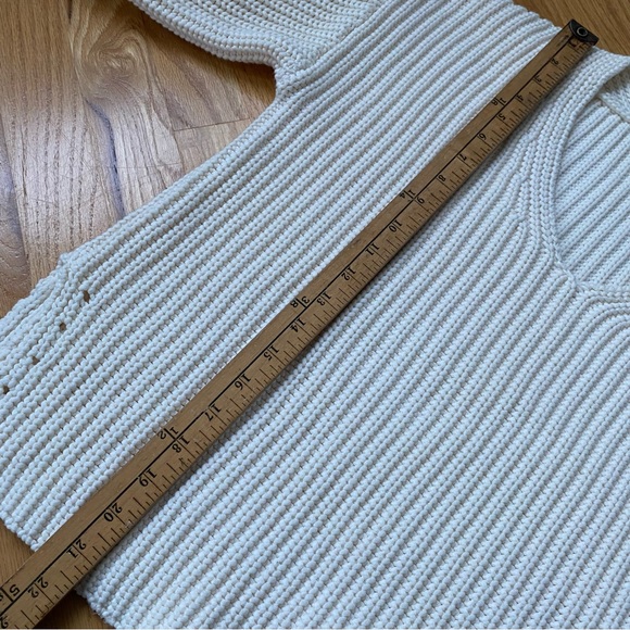 Everlane NEW Fisherman Knit Ivory Cream Vee Neck Sweater - Picture 11 of 13